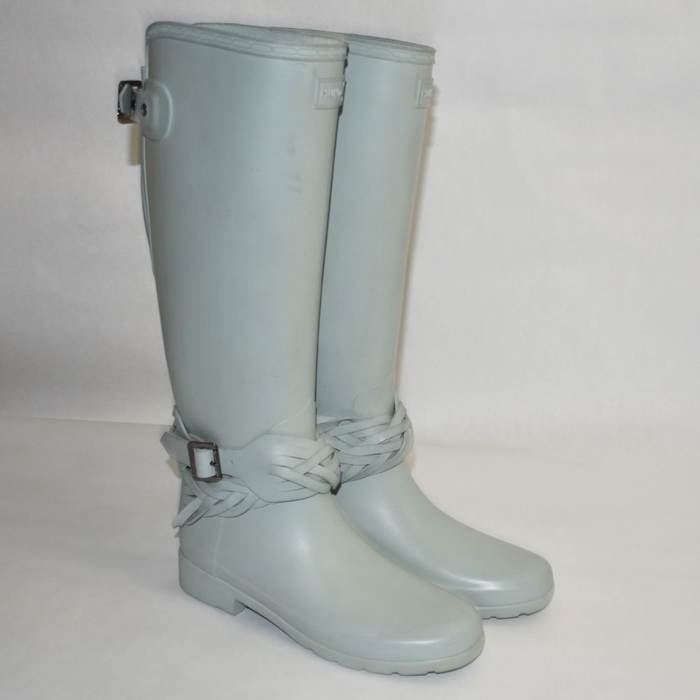 $225 Hunter Reft Back Adjustable Woven Strap Tall Boot Waterproof Snow 6 (G5)